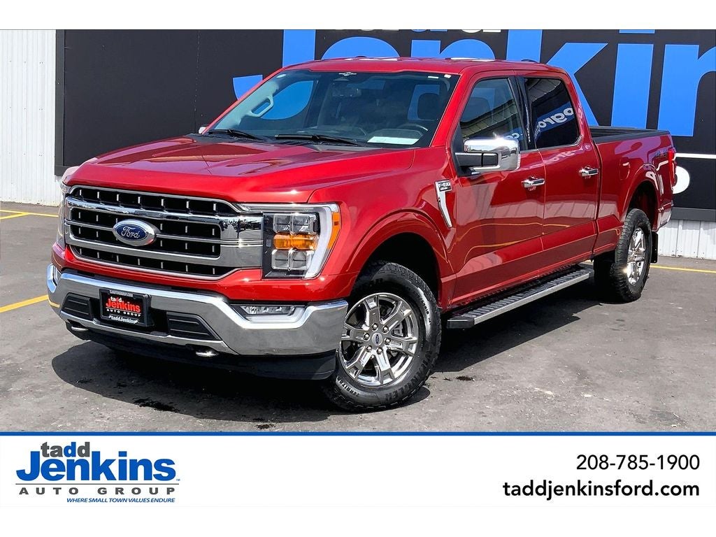 2023 Ford F-150 LARIAT in Hot Pepper Red Met Tintd Cc — front three-quarter view