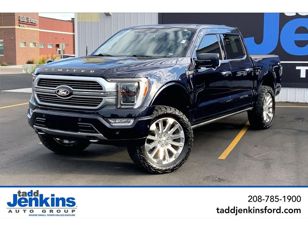2021 Ford F-150 Limited in Antimatter Blue Metallic — front three-quarter view