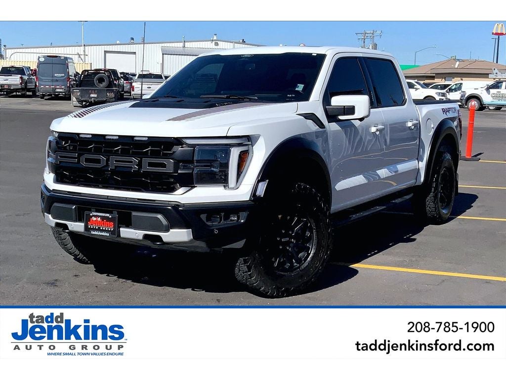 2024 Ford F-150 Raptor in Oxford White — front three-quarter view