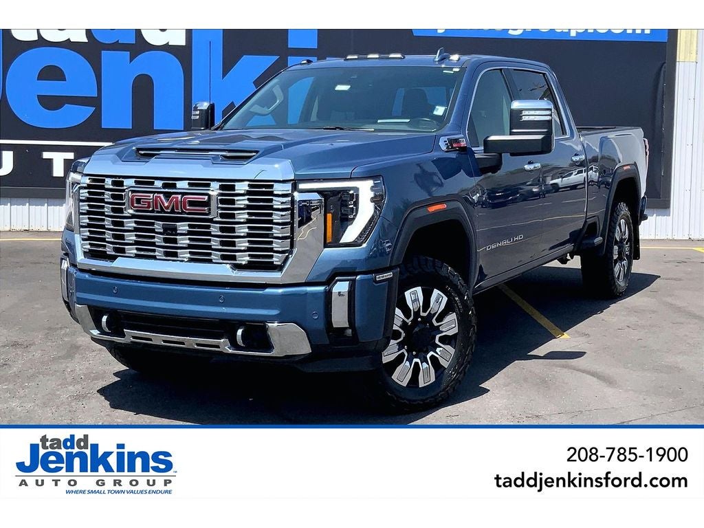 2025 GMC Sierra 2500 Denali in Downpour Metallic — front three-quarter view