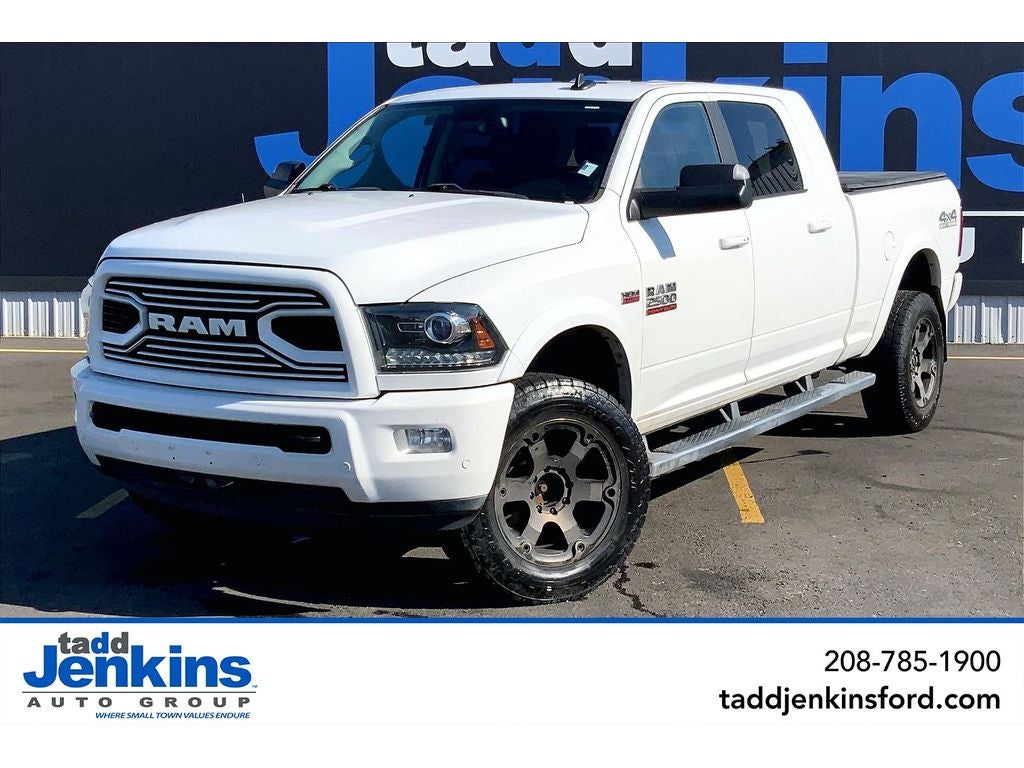 2018 RAM 2500 Laramie in Bright White Clearcoat — front three-quarter view