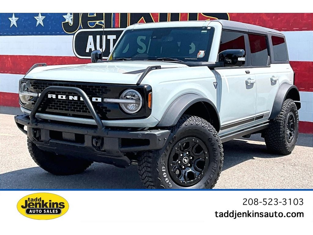 2021 Ford Bronco First Edition in Cactus Gray — front three-quarter view