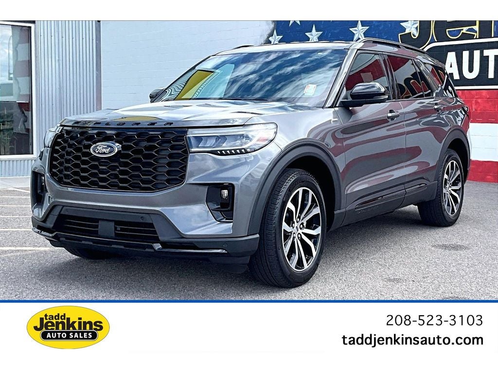 2025 Ford Explorer ST-Line in Carbonized Gray Metallic — front three-quarter view