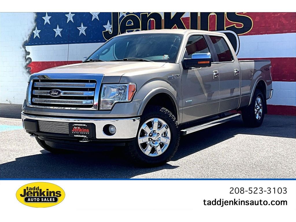 2013 Ford F-150 Lariat in Pale Adobe Metallic — front three-quarter view