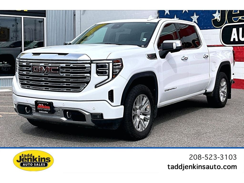 2022 GMC Sierra Denali in Summit White — front three-quarter view