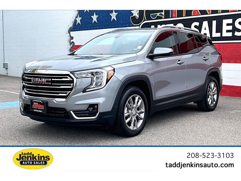 2024 GMC Terrain SLT in Sterling Metallic — front three-quarter view