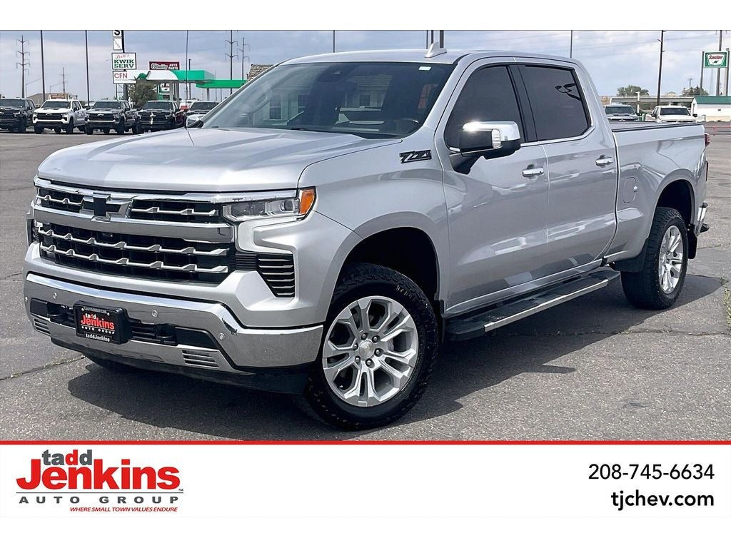 2022 Chevrolet Silverado 1500 LTZ in Silver Ice Metallic — front three-quarter view