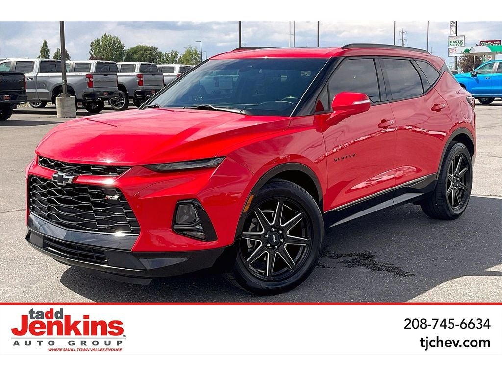 2019 Chevrolet Blazer RS in Red Hot — front three-quarter view